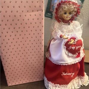 Brinns Musical Calendar February Doll Antique 1986 12.5" tall